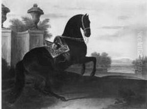Cheval Cabre Sur Fond De Paysage. by Johann Georg Hamilton