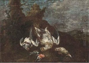 A Clearing With Dead Game Birds And Song Birds by Ferdinand Phillip de Hamilton