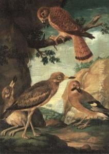 A Chuff, Hawk, Sparrow And Kestrel In A Landscape A Chuff, Hawk, Sparrow And Kestrel In A Landscape