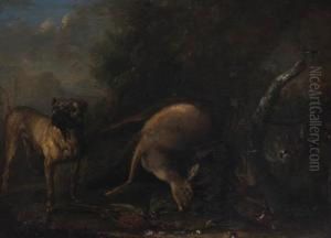 A Mastiff Guarding Dead Game by Ferdinand Phillip de Hamilton