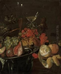 Figs And Grapes On A Pewter Platte