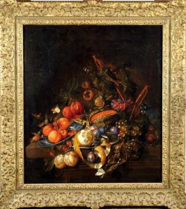 Nature Morte Aux Citrons, Figues, Raisins Et Papillons by Cornelis De Heem