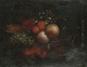 Still Life Of Fruit, Flowers Suspended From Ivy by Cornelis De Heem
