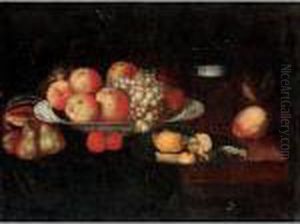 A Still Life With Apples And Grapes In A Wan-li Bowl by Cornelis De Heem
