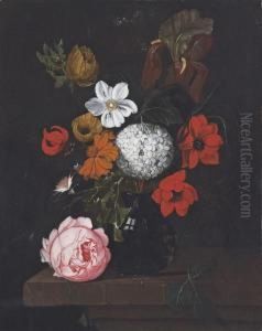 Corn Poppies, A Peony, A Chrysanthemum And Other Flowers