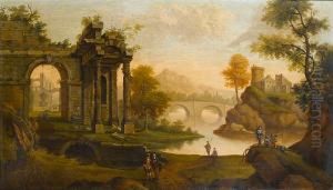 Figures Before Ruins In A River-landscape