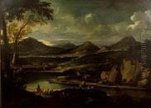 Paesaggio Fluviale Con
Viandanti E Pescatori