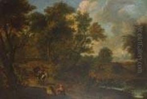 Paesaggio Con Viandanti E Corso D'acqua