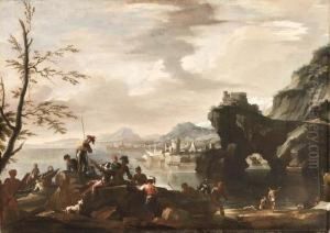 A Mediterranean Coastal Landscape With Banditti In Theforeground