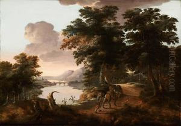 Italieniserande Landskap Med Jagare - view 1