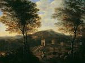 Italienische Landschaft Mit
Reisenden In Der Nahe Der Uber Den Aniene Fuhrenden Ponte Lucano. by Willem de Heusch