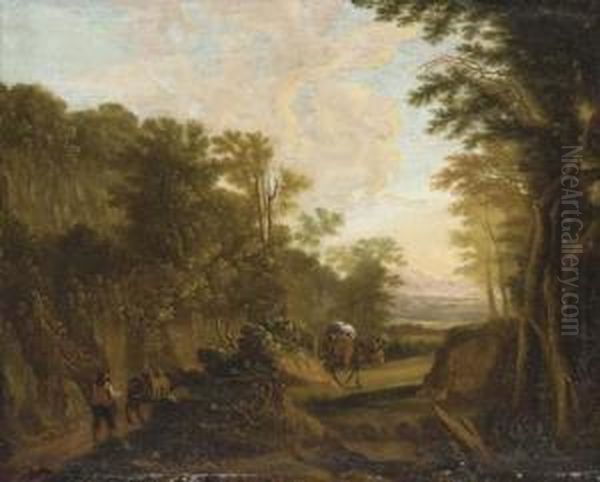 A Mule Train On A Path In A Mountainous Landscape - view 1