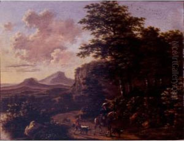 Italianate Landscape With Travelers By A Stream - view 1