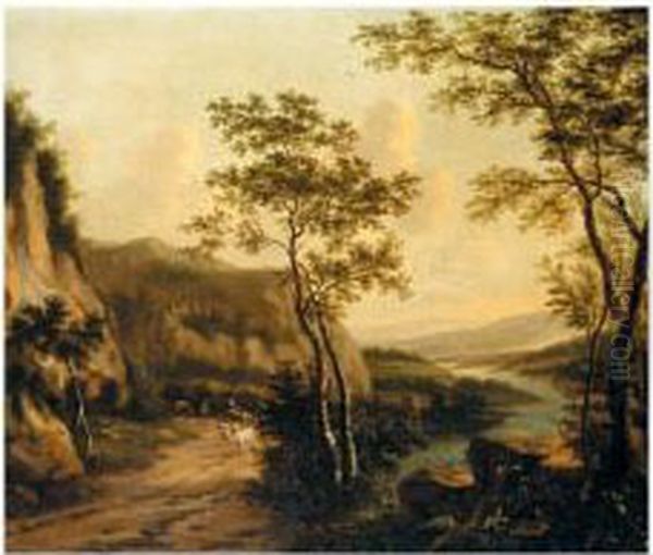Drovers In A Wooded Landscape - view 1