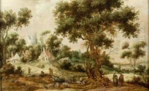 Paysage De Foret Avec Tobie Et L'ange by Gillis Claesz De Hondecoeter