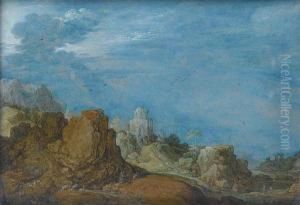 An Extensive Landscape With Drovers Wateringtheir Cattle