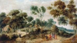 Paesaggio Boschivo Con Case by Gillis Claesz De Hondecoeter