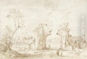 Landschaft Mit Ruinosem
 Torbogen.