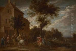 Cavaliers A La Halte by Lambert de Hondt