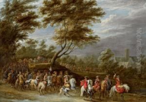 Ingresso Solenne In Una Citta Di Un Principe Con Suonatori Di Tamburo E Tromba by Lambert de Hondt