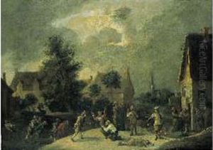 Scene De Pillage Pendant La Guerre Des Flandres by Lambert de Hondt