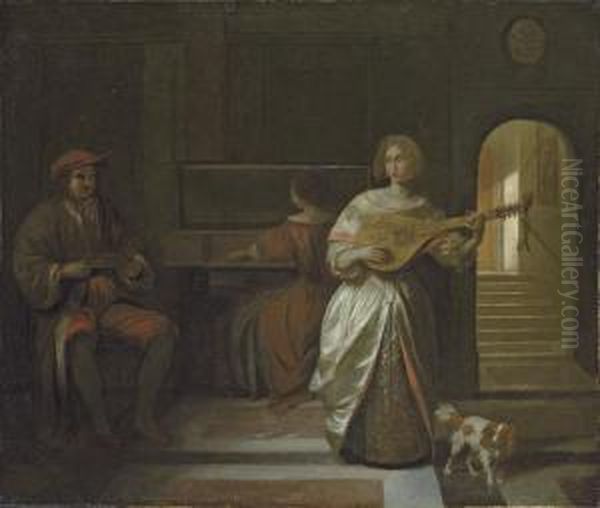 An Elegant Company Making Music In An Interior - view 1