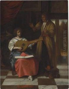 A Musical Company In An Interior