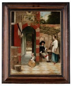Figurer Pa Taverna by Pieter De Hooch
