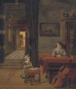 A Mother And Child In An Interior by Pieter De Hooch