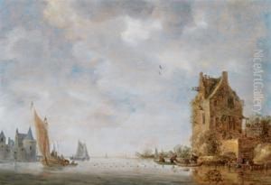 Ampio Paesaggio Fluviale Con Pescatori by Reinier Van Der Laeck