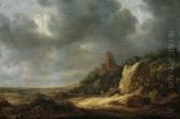 Weite Landschaft Mit Hochgelegener Burgruine. - view 1