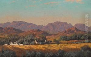 South African Landscape With White Buildings by Tinus De Jong