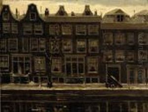 Canal Houses In Winter by Tinus De Jong