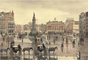 Dam Square On A Rainy Day, Seen From The Royal Palace, Amsterdam