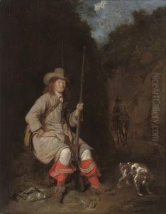 A Wooded Landscape With A Huntsman And His Hound by Ludolf de Jongh
