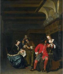 An Interior Scene With Card Players by Ludolf de Jongh