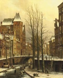The Fortified City Castle Oudaen On The Oude Gracht In Winter, Utrecht