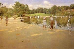 The Lake for Miniature Yachts (or Central Park) by William Merritt Chase