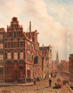 View Of The City Of Delft With The Oude Kerk