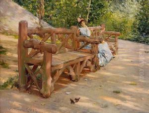 Park Bench (or An Idle Hour in the Park - Central Park) by William Merritt Chase