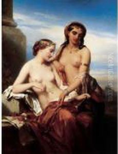 < Les Odalisques Au Collier De Perles >. by Nicaise de Keyser