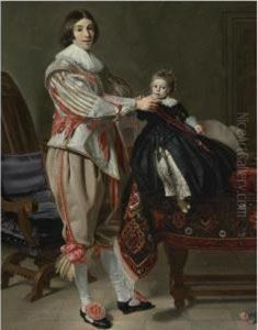 Portrait Of A Gentleman And His Son, Possibly Dirck Van Der Wisseland His Son, Jacob by Thomas De Keyser