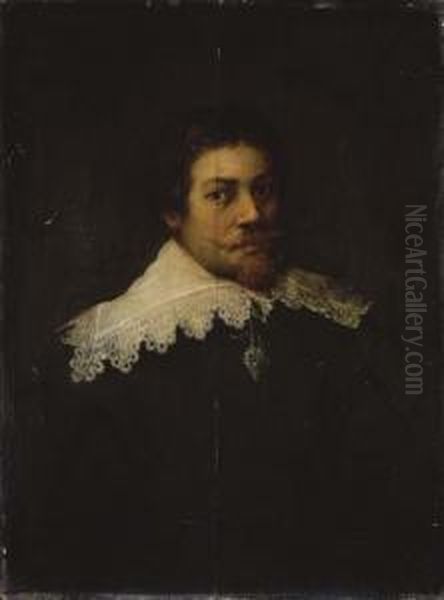 Portrait D'homme Au Pourpoint Noir Et A La Collerette Blanche - view 1