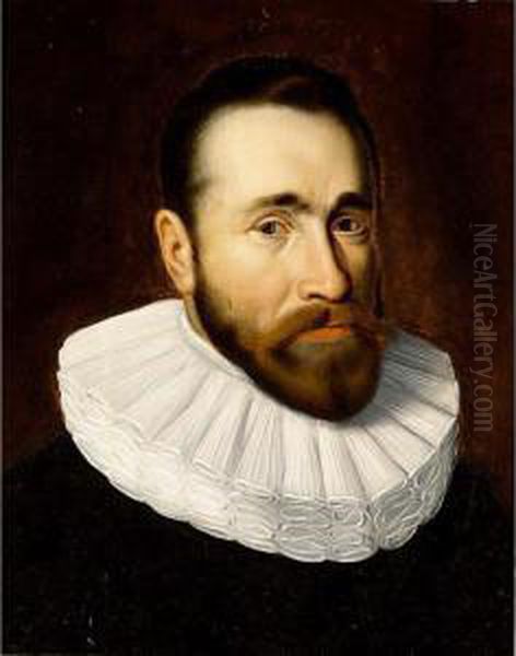 A Portrait Of A Gentleman, Bust Length, Wearing A Black Costume And White Collar - view 1