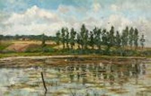 Sommerliche Seepartie Mit Schwan. by Alfred De Knyff