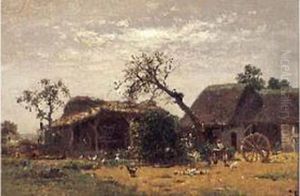La Cour De Ferme by Alfred De Knyff