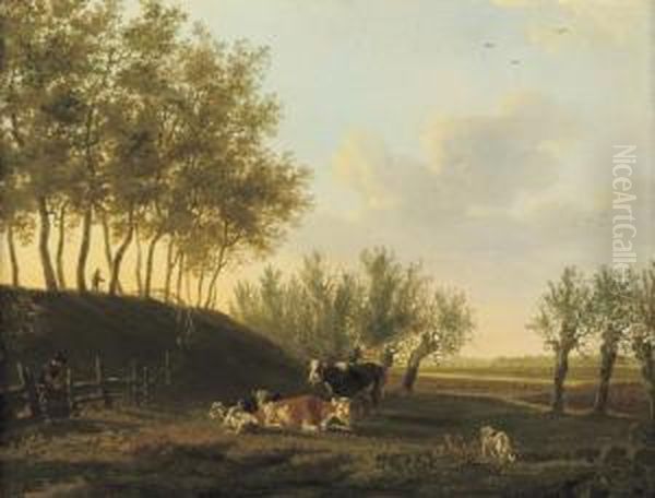 Cattle In A Sunlit Meadow - view 1
