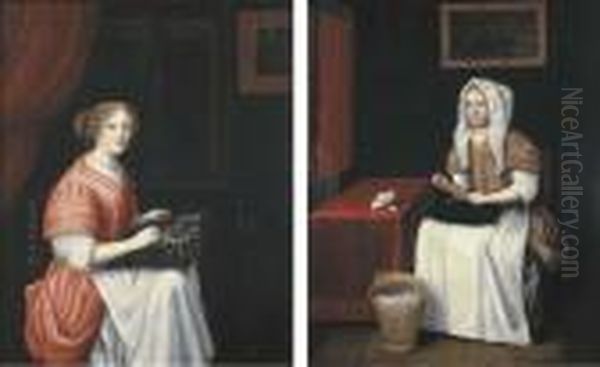 Women Making Lace In An Interior - view 1