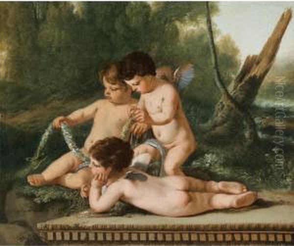 Appartenant A Une Collection 
Particuliere
 

 
 
 

 
 Putti Tenant Une Guirlande De Fleurs [ ; Putti Holding A 
Guirland Of Flowers ; Oil On Canvas ; Signed And Dated ; Unframed] - view 1