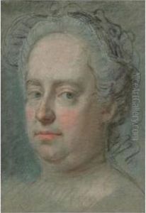 Portrait Of Empress Marie Theresa. by Maurice Quentin de La Tour